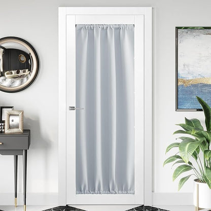 NICETOWN 1 Panel Room Darkening French Door Curtain, Thermal Insulated Front Glass Door Doorway Privacy Sidelight Rod Pocket and Ceiling Track Curtain for Kitchen, 36" x 72", Greyish White