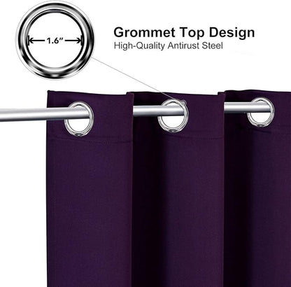 ChrisDowa Grommet Blackout Curtains for Bedroom and Living Room - 2 Panels Set Thermal Insulated Room Darkening Curtains (Royal Purple, 38W x 54L)