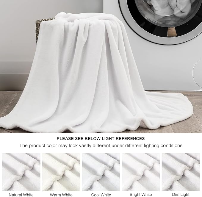 BEDELITE Fleece Blanket White Throw Blanket for Couch & Bed, Luxury Plush Cozy Fuzzy Blanket 50" x 70", Super Soft Warm Lightweight Fall Throw Blanket for Travel Camping