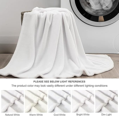 BEDELITE Fleece Blanket White Throw Blanket for Couch & Bed, Luxury Plush Cozy Fuzzy Blanket 50" x 70", Super Soft Warm Lightweight Fall Throw Blanket for Travel Camping