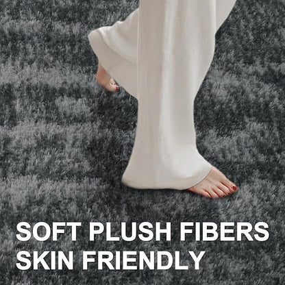 Shag Rugs for Bedroom Living Room, Tie-Dyed Ultra Soft Fluffy Furry Area Rugs for Indoor Floor, Aesthetic Carpet for Kids Home Decor,4x6 Ft Grey
