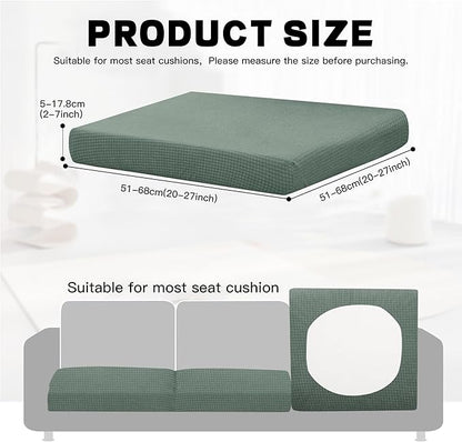 8Pcs Outdoor Cushion Covers, Patio Cushion Covers,Stretch Elastic Slipcovers, Replacement Washable Furniture Protector for Patio Couch,Thick Jacquard Fabric(Matcha Green, Cover Only)