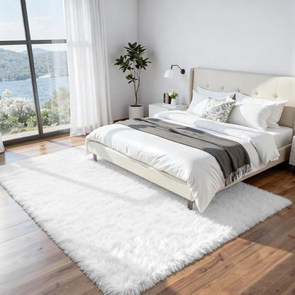 8x10 Area Rugs for Living Room:Ultra Soft Fluffy Shag White Rugs for Bedroom, Non-Slip Large Fuzzy Plush Rug Indoor Floor Carpet for Nursery Kids Boys Girls Room, Dorms, Playroom, Modern Home Decor