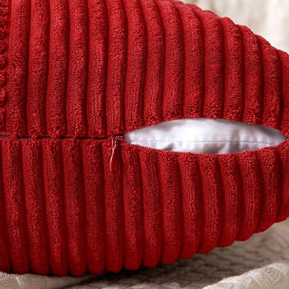 MIULEE Christmas Red Decorative Lumbar Throw Pillow Covers 12x20 Inch for Couch Bed Sofa Pack of 2 Boho Farmhouse Throw Pillows Soft Cross Corduroy Patchwork Textured Cushion Cases