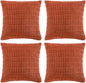 Fancy Homi 4 Packs Boho Burnt Orange Fall Decorative Throw Pillow Covers 16x16 Inch for Couch Bed Sofa, Rustic Modern Farmhouse Home Decor, Soft Plush Corduroy Cute Square Cushion Case 40x40 cm