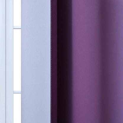 Yakamok Thermal Insulated Ombre Curtains 63 Inch Length 2 Panels, Greyish White and Purple Light Blocking Gradient Color Curtains, Room Darkening Grommet Window Drapes for Bedroom