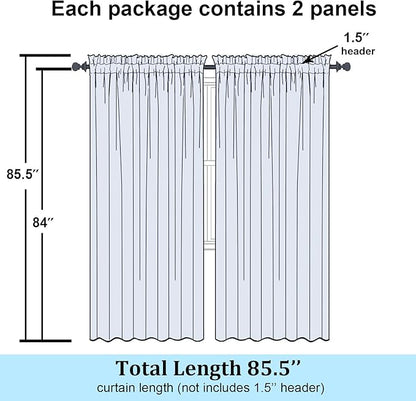 Simplebrand Sage Green Sheer Curtains 84 Inches Long, Light Filtering Rod Pocket Solid Color Window Sheer Curtain Panels, Elegant Curtains & Drapes for Living Room, Bedroom 2 Panels, 59" W x 84" L