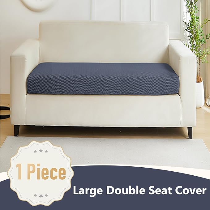 Couch Cushion Covers for Sofa Couch Covers Wear-Resistant Universal Sofa Cover Washable Stretch for Sectional Slipcovers (Texture-Gray Blue,Large Double Seat Cover)