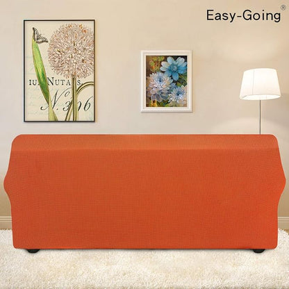 Easy-Going Stretch Sofa Slipcover 1-Piece Sofa Cover Furniture Protector Couch Soft with Elastic Bottom for Kids, Polyester Spandex Jacquard Fabric Small Checks (Sofa, Orange)
