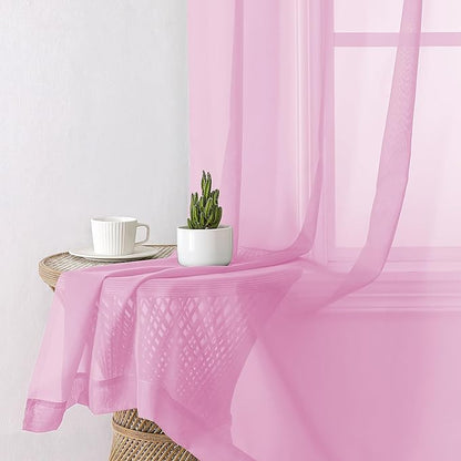 Aiyufeng Pink Sheer Curtain Window Drapes