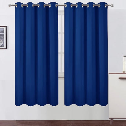 LEMOMO Blackout Curtains 52 x 72 inch/Royal Blue Curtains Set of 2 Panels/Thermal Insulated Room Darkening Bedroom Curtains
