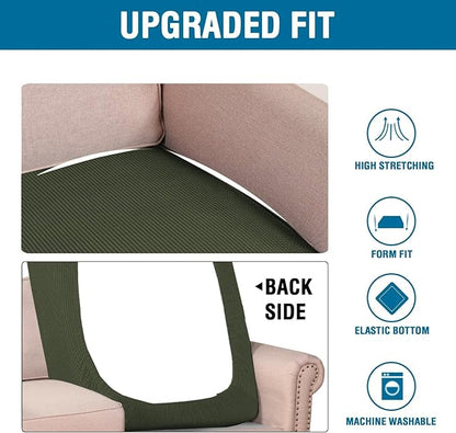 H.VERSAILTEX Super Stretch Individual Chaise Cover Sectional Couch Covers for L Shaped Sofa Both Left/Right Featuring Thick Jacquard Textured Twill Fabric (1 Piece Chaise Cover, Olive)