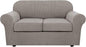 H.VERSAILTEX 3 Piece Stretch Sofa Covers for 2 Cushion Loveseat Couch - Thicker Jacquard Fabric (Medium Sofa, Taupe)