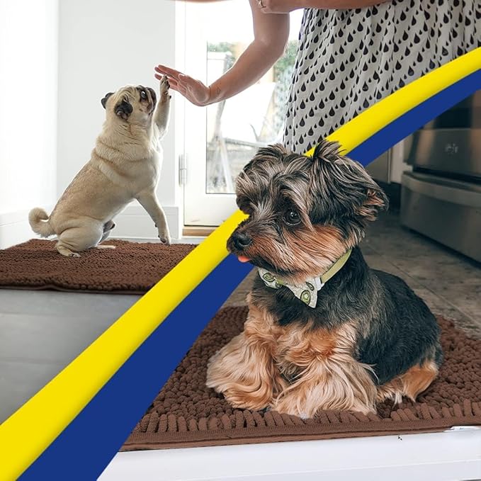 Muddy Mat® | Super Absorbent Door Mat Indoor, Microfiber Quick Dry Chenille Entryway Rug, Non-Slip Front Door Mat, Indoor Mats for Entryway, Machine Washable Pet Rug, Brown 36"x60"