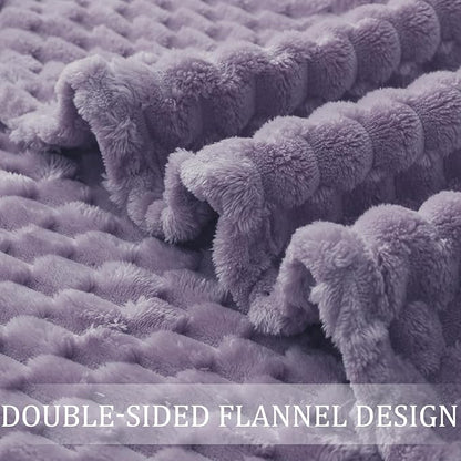 Exclusivo Mezcla Fleece Twin Blanket for Bed, Extra Large Fuzzy Grayish Purple Bed Blankets, Soft Cozy Plush Sofa Throws for All Seasons, 90x66 Inches