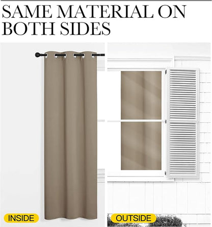 NICETOWN Patio Glass Door Blackout Curtains for Bedroom/Living Room, Privacy Panel Drapes for Dining and Guest Room (Taupe, 42 inches Wide x 90 inches Long, 1 Pair)