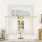 LAMIT Cream Linen Kitchen Curtains 30 Inch Length, Semi Sheer Light Filtering Window Panels Back Tab and Rod Pocket Drapes for Basement/Small Windows, 34 x 30 Inch, 2 Panels
