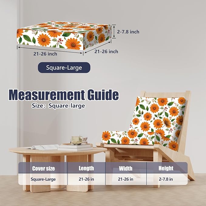 8Pcs Stretch Patio Cushion Covers, Outdoor Couch & Sofa Replacement Slipcovers for Patio Furniture Cushion Covers, Washable Reusable Furniture Protector