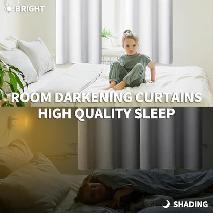 BGment Room Darkening Curtains 84 Inches Long - Grommet Thermal Insulated Drapes Window Treatment Curtains for Bedroom, 2 Panels, 52 x 84 Inch, Pure White