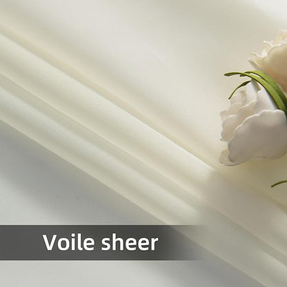 youleyar Solid Sheer Rod Pocket Curtain Voile Draperies 2 Panels White Beige Black Grey Coffee 70 Inch Width 84 Inch Long 1 Pair for Kitchen Bedroom Children Living Room Yard(Ivory,70Wｘ84L)