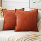MIULEE Pack of 2 Couch Throw Pillow Covers 18x18 Inch Rust Farmhouse Decorative Pillow Covers with Stitched Edge Soft Chenille Solid Dyed Pillow Covers for Sofa Bed Living Room