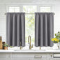 DWCN Short Grey Blackout Curtains for Small Window, Thermal Insulated Energy Saving Room Darkening Curtains for Kitchen/Bedroom (W42 x L36 inch, Set of 2 Panels, Top of Rod Pocket)