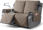 TAOCOCO 100% Waterproof Loveseat Recliner Covers 2 Seater, Split Loveseat Covers for Reclining loveseat, Non Slip Reclining Couch Cover with Double Straps for Kids, Pets(2 Seater, Gray Taupe)