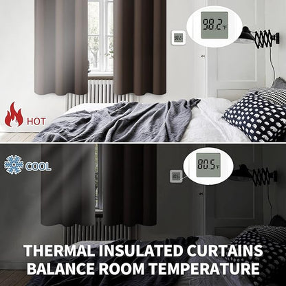BGment Blackout Curtains for Living Room - Grommet Thermal Insulated Room Darkening Curtains for Bedroom, 2 Panels of 52 x 45 Inch, Brown
