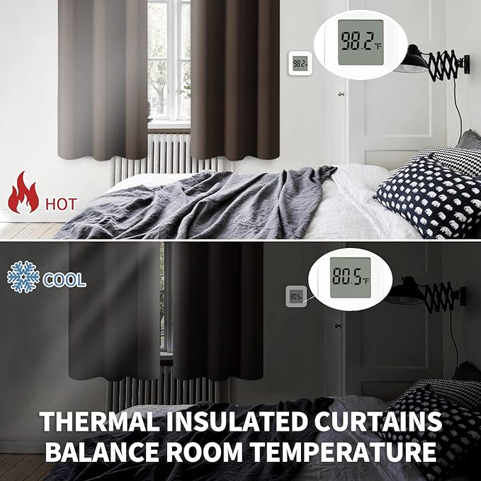 BGment Blackout Curtains for Bedroom - Grommet Thermal Insulated Room Darkening Curtains for Living Room, Set of 2 Panels (52 x 72 Inch, Brown)