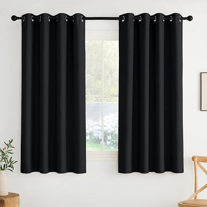 NICETOWN Room Darkening Draperies Curtains Panels, 2 Panels Black W52 x L63