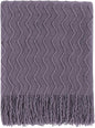 BOURINA Dark Lavender Throw Blanket 60 x80 Inches Throw Textured Solid Soft Sofa Throw Couch Knitted Decorative Blanket