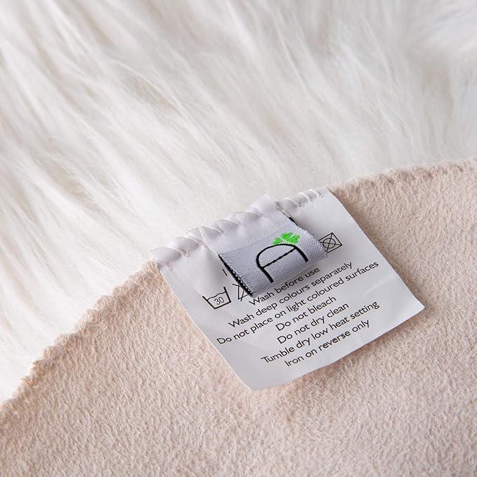 Ashler Faux Fur Rug - Fluffy Shaggy Area Rug, Ultra Soft 3 x 3 Feet Round, White Fuzzy Machine Washable Shag, Nursery Decor Throw for Bedroom, Kids Room, Living Room