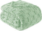 Exclusivo Mezcla Queen Size Flannel Fleece Blanket, Super Soft and Warm Lightweight Checkered Pattern Blanket for All Seasons, 90x90 Inches, Sage Green