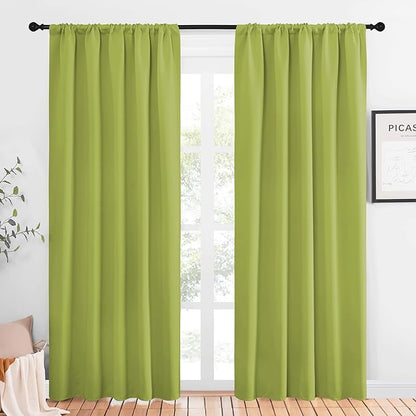 NICETOWN Window Curtains Blackout Drapes, Fresh Green, 1 Pair, 52 by 84-Inch, Thermal Insulated Solid Rod Pocket Blackout Curtains/Draperies for Living Room