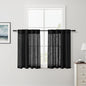 Nanspring Short Linen Curtains 36 Inch Length for Kitchen Windows Over Sink Black Privacy Panels Back Tab and Rod Pocket Neutral Curtains for Cafe/Basement 26 x 36 Inch,2 Panels