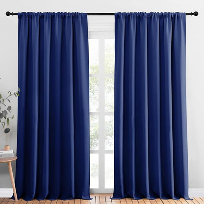 NICETOWN 2 Panels Blackout Curtains, Rod Pocket Thermal Insulated Drapess for Bedroom, Privacy Protection Easy-Care Heavy Duty Curtains for Living Room/Dining Room, W70 x L95 inches, Royal Blue