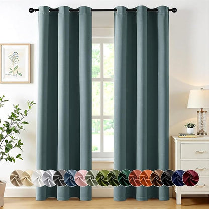 MIULEE Dusty Blue Blackout Curtains for Bedroom Living Room 72 Inches Long 2 Panels, Thermal Insulated Room Darkening Drapes Solid Grommet Noise Reduction Light Blocking Window Treatments 40x72 inch