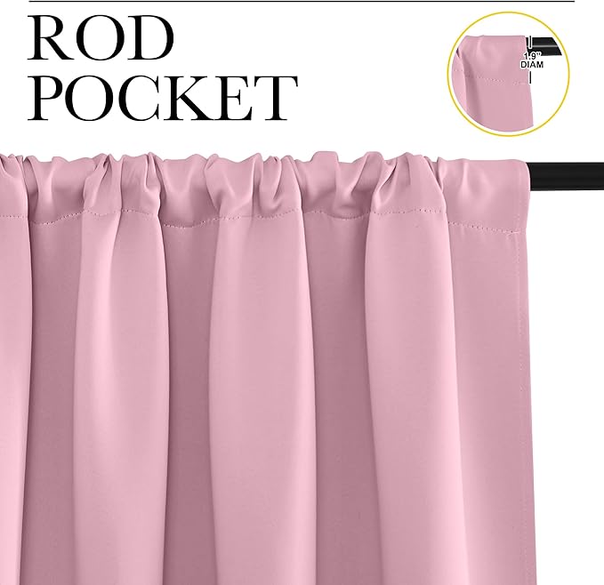 NICETOWN Blackout Curtains for Living Curtains, Rouge Pink, 2 Panels, 42 by 84, Room Darkening Window Curtain Panels, Easy-Care Solid Thermal Insulated Draperies/Drapes for Daughter Room