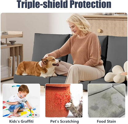 8Pcs Stretch Patio Cushion Covers, Outdoor Couch & Sofa Replacement Slipcovers for Patio Furniture Cushion Covers, Washable Reusable Furniture Protector