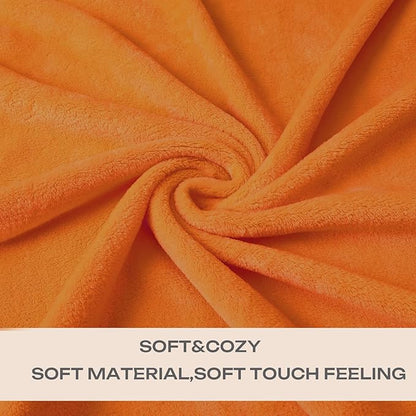 JIAHANNHA Orange Throw Blanket Fleece Blanket 60"x80",Super Soft Cozy Plush Throw Blanket for Couch Sofa Bed,Warm and Lightweight Velvet Bed Blankets for Adults