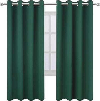 LEMOMO Dark Green Thermal Blackout Curtains/52 x 72 Inch/Set of 2 Panels Room Darkening Curtains for Bedroom