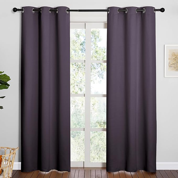 NICETOWN Greyish Purple Blackout Curtains 84 inches Length for Living Room, 2 Panels, 42" Wide, Thermal Insulated Long Drapes for Large Window