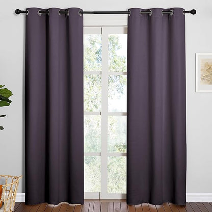 NICETOWN Greyish Purple Blackout Curtains 84 inches Length for Living Room, 2 Panels, 42" Wide, Thermal Insulated Long Drapes for Large Window