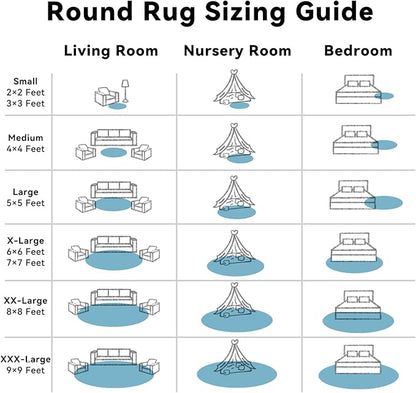 OLANLY Slate Blue Round Rugs for Bedroom - Machine Washable, 4 ft Circle Area Rugs for Living Room, Soft and Fluffy Shaggy Carpet for Teen Girl and Boys, Nursery Rooms, Dorms, Home Decor Aesthetic
