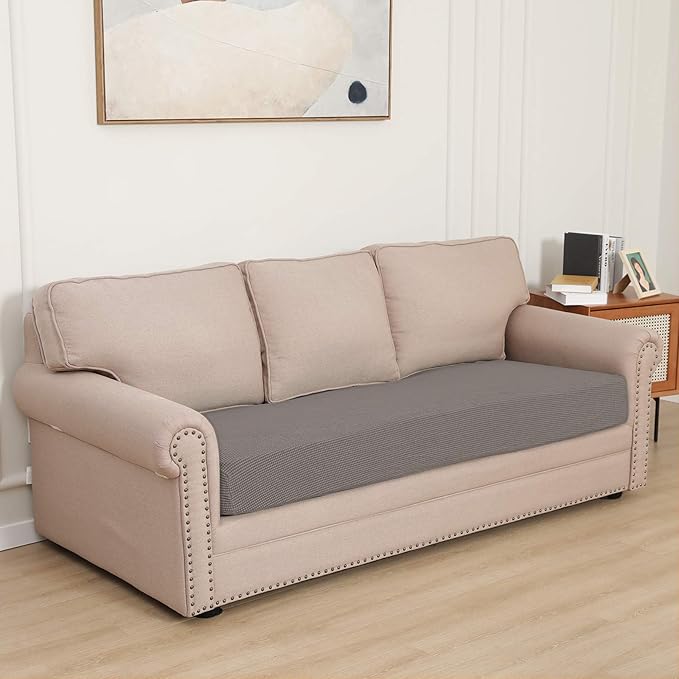 Easy-Going Stretch Cushion Cover Sofa Cushion Furniture Protector Sofa Seat Sofa slipcover Sofa Cover Soft Flexibility with Elastic Bottom(Sofa Cushion, Taupe)