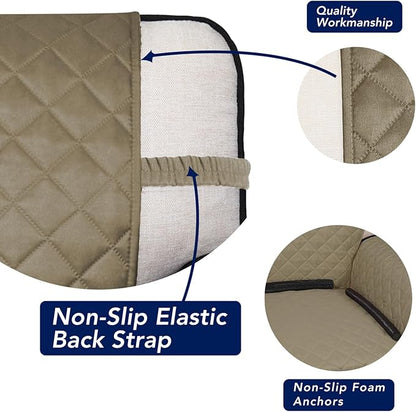 PureFit Reversible Quilted Sofa Cover, Water Resistant Slipcover Furniture Protector, Washable Couch Cover with Non Slip and Elastic Straps for Kids, Dogs, Pets (Oversized Chair, Beige/Beige)