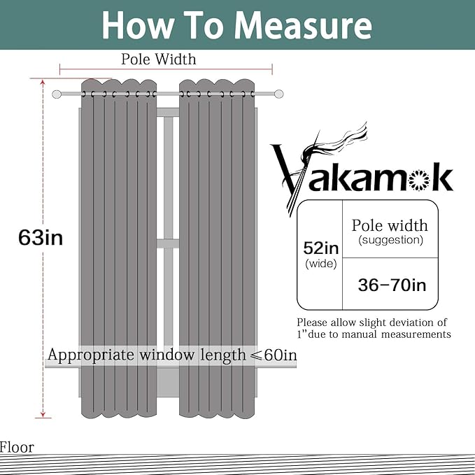 Yakamok Green 100% Blackout Curtains, Total Blackout Lined Curtain Panels for Bedroom, 2 Thick Layers Grommet Top Thermal Insulated Blackout Drapes for Living Room(52Wx63L, Olive Green, 2 Panels)