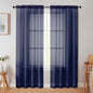 Navy Blue Sheer Curtain for Bedroom Living Room 72 Inches Long 2 Panels Set, Solid Soft Airy Light Filtering Sheer Window Curtains, Modern Rod Pocket Door Curtain, Navy Blue, 42"Wx72"L Inch