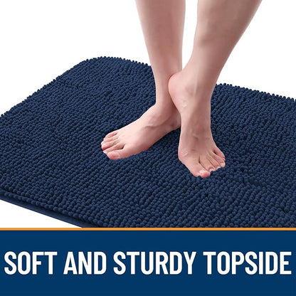 OLANLY Dog Door Mat for Muddy Paws 54x32, Absorbs Moisture and Dirt, Absorbent Non-Slip Washable Doormat, Quick Dry Chenille Mud Mat for Dogs, Entry Indoor Entryway Carpet for Inside Floor, Dark Blue