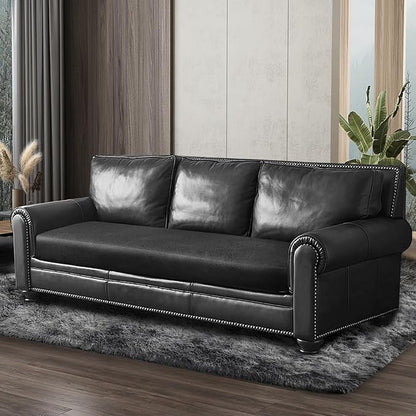 Leather Look Couch Cushion Covers Sofa Seat Slipcovers Sets Couches Furniture Protector for Sectional Armchair Loveseat Pets Kids Stretch Spandex Fabric (1 Cushion Sofa, Dark Grey)